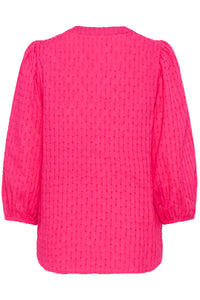 Kaffe Kabea Beetroot Fuchsia Textured V-Neck Blouse, 10511631