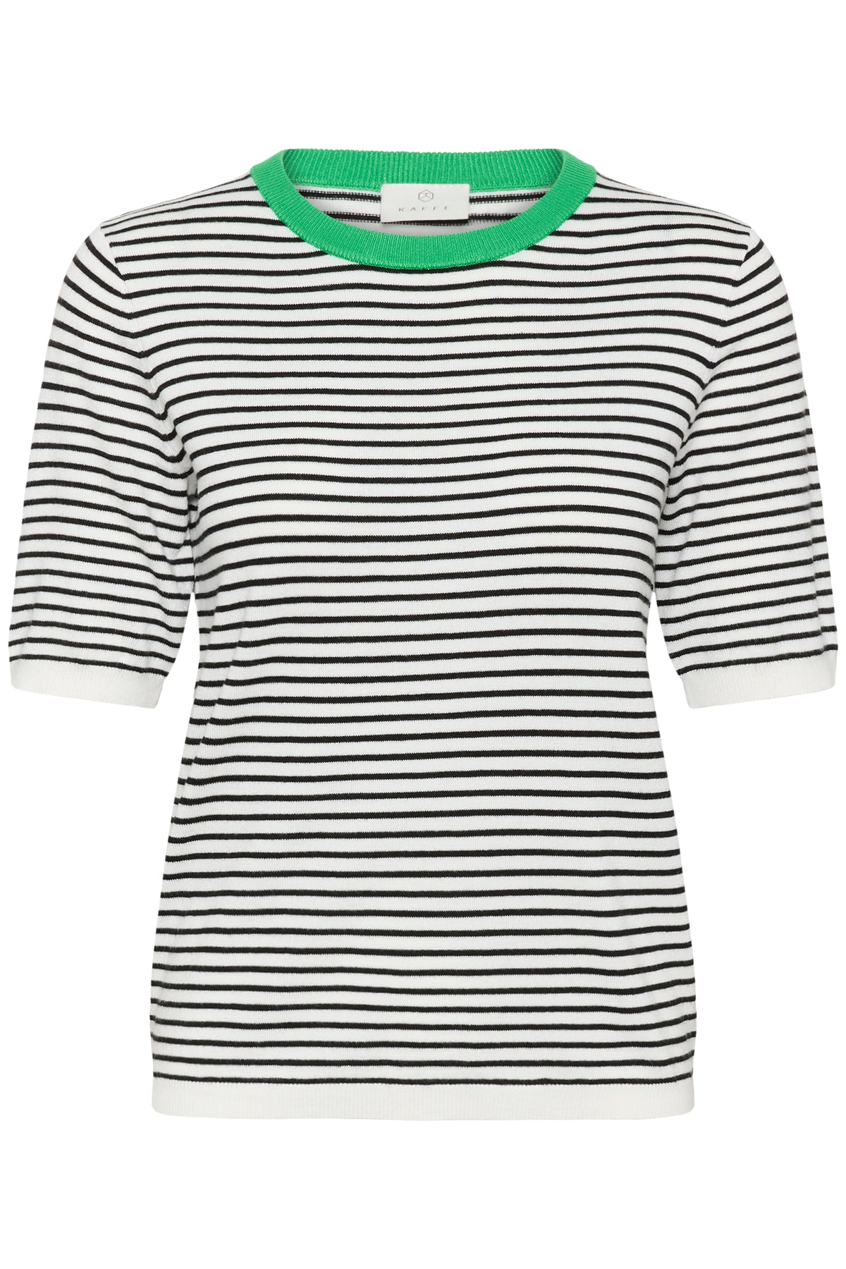 Kaffe Kalizza Black/Chalk Striped Knit with Green Trim, 10511826