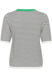 Kaffe Kalizza Black/Chalk Striped Knit with Green Trim, 10511826