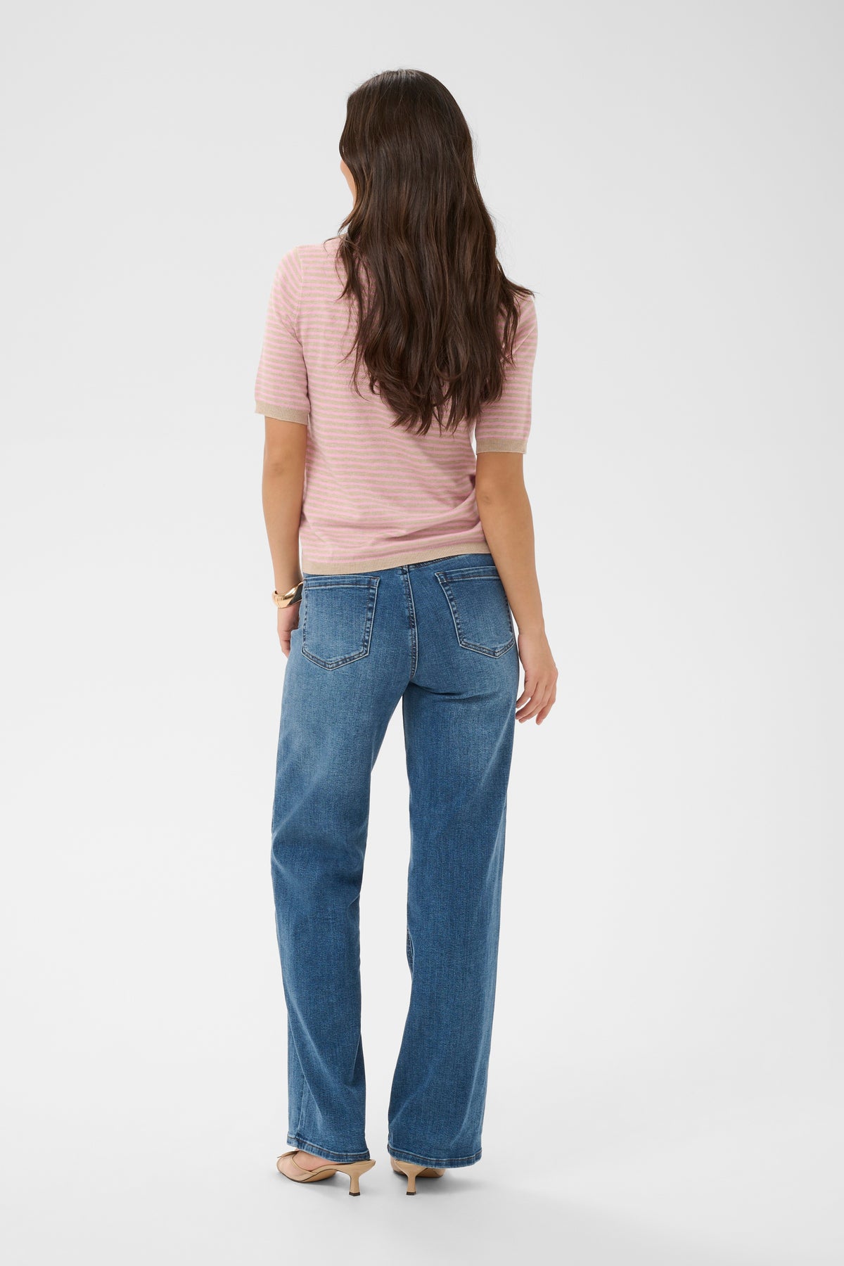 Kaffe Kalizza Feather Beige /Candy Striped Knit with Candy Pink Trim