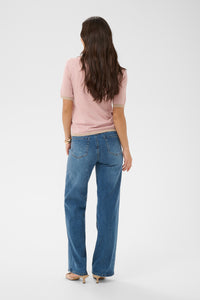 Kaffe Kalizza Feather Beige /Candy Striped Knit with Candy Pink Trim