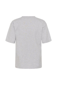 Kaffe Kagloria Grey Melange T-Shirt with Lace Heart