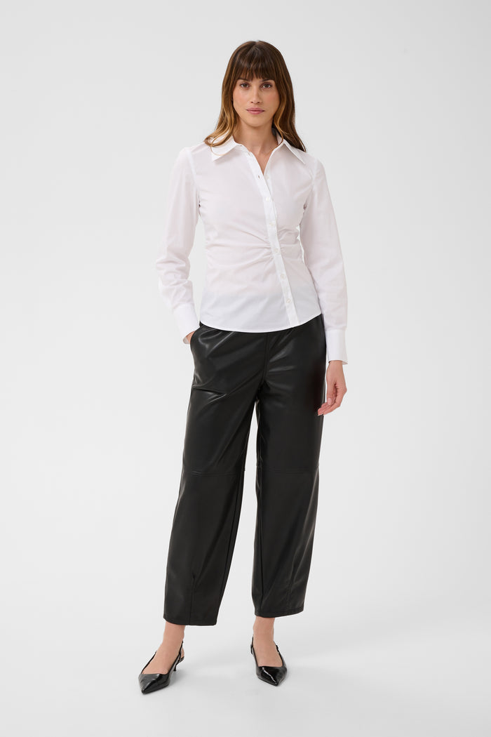 Kaffe Kaarense Black Barrel Leg Faux Leather Joggers