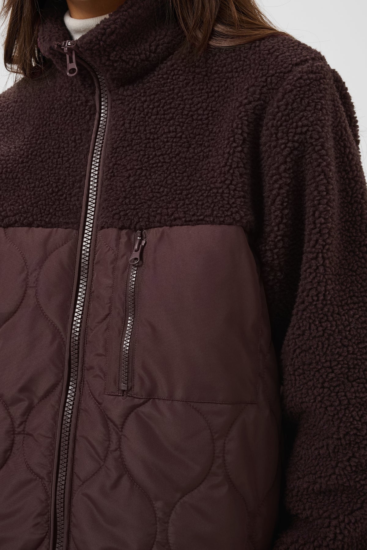 Kaffe Kagracelyn Fudge Burgundy Teddy Fleece Quilted Jacket, 10512279