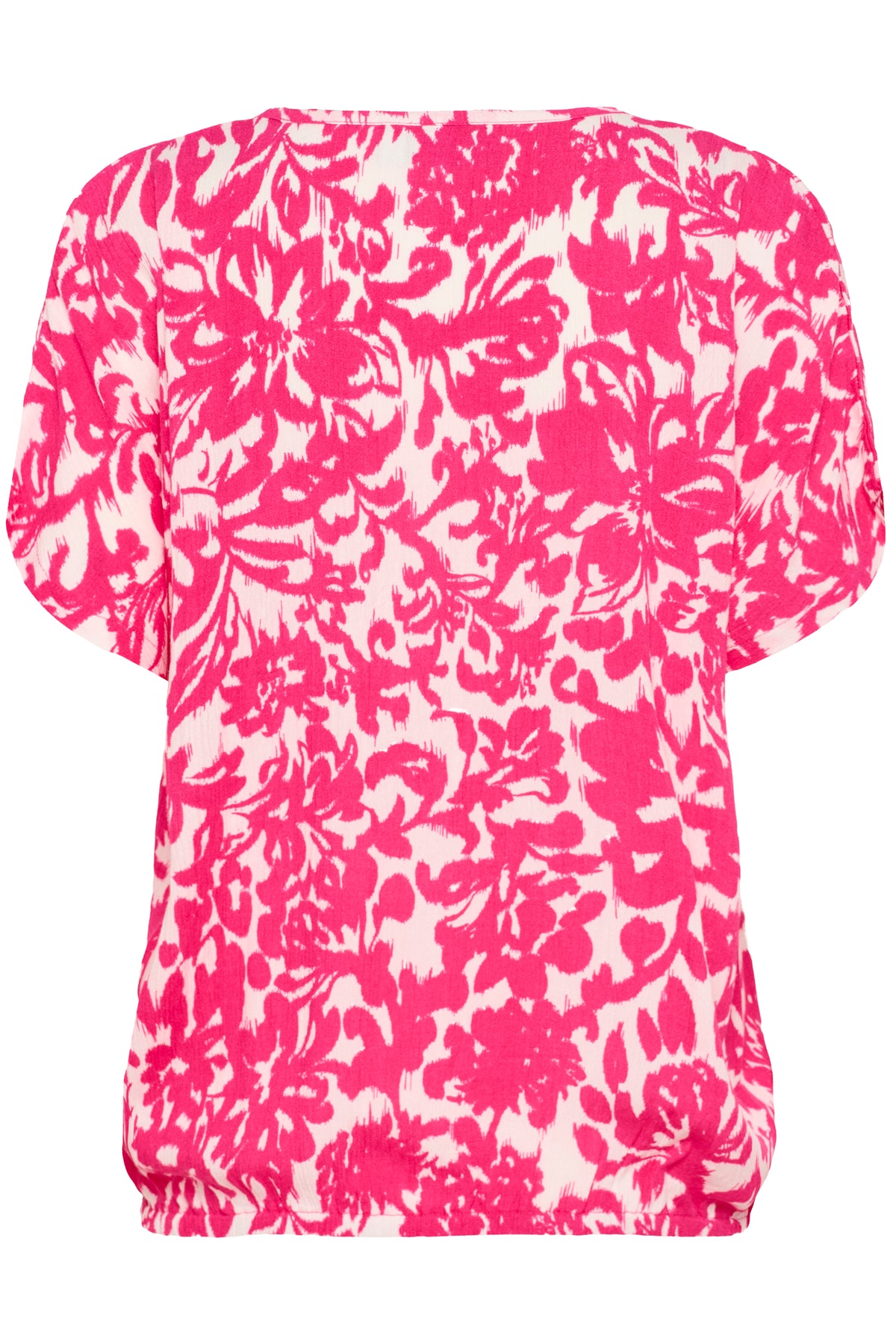 Kaffe Kalokia Beetroot Fuchsia Floral Print Elasticated Hem Blouse, 10551852