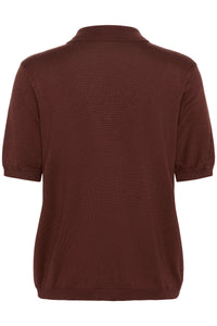Kaffe Kalizza Fudge Burgundy Knitted Polo Top