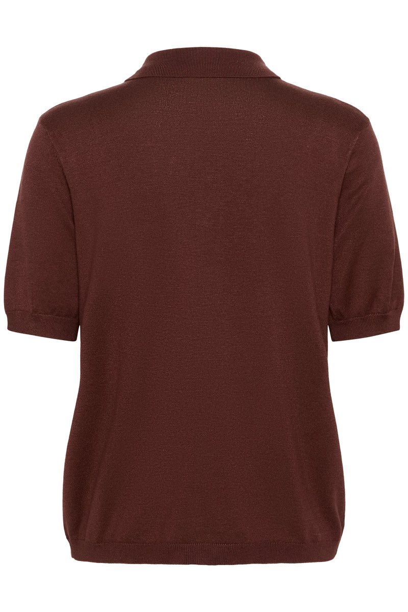 Kaffe Kalizza Fudge Burgundy Knitted Polo Top