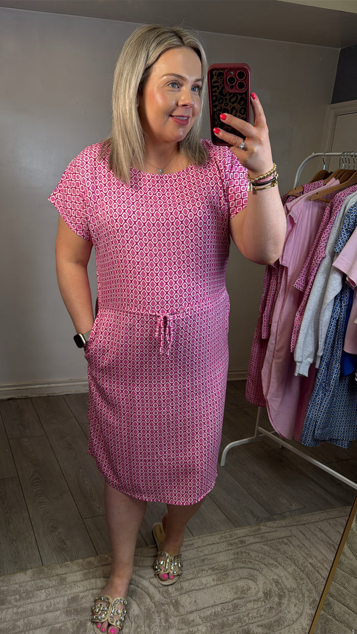 B.Young ByMmjoella Raspberry Rose Relaxed Fit Knee Length Dress