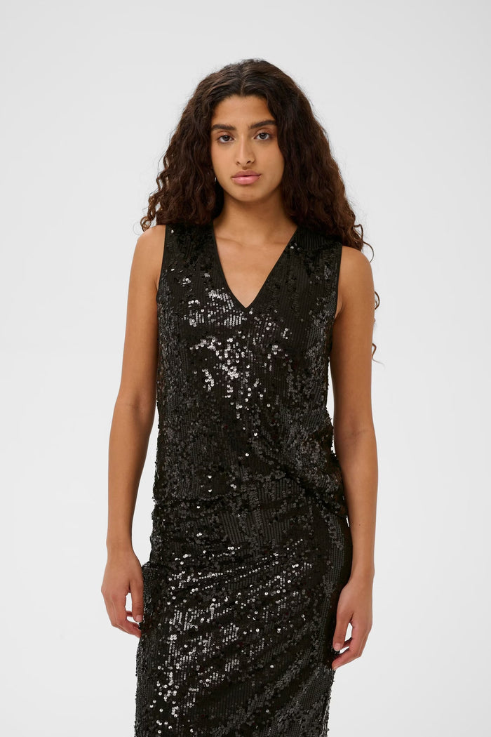 InWear KimbaIW Black Sequin V-Neck Blouse