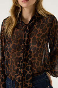 Garcia Hazel Bloom Leopard Tie Neck Shirt