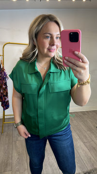 Access Fashion Emerald Green Satin Shirt Jacket