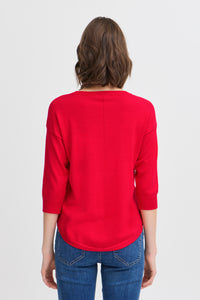 Fransa Poinsettia Red Button Knit