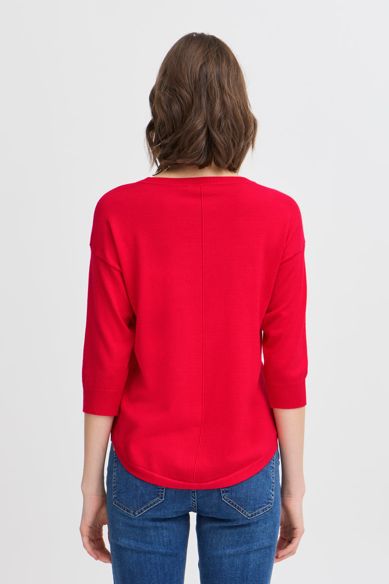 Fransa Poinsettia Red Button Knit