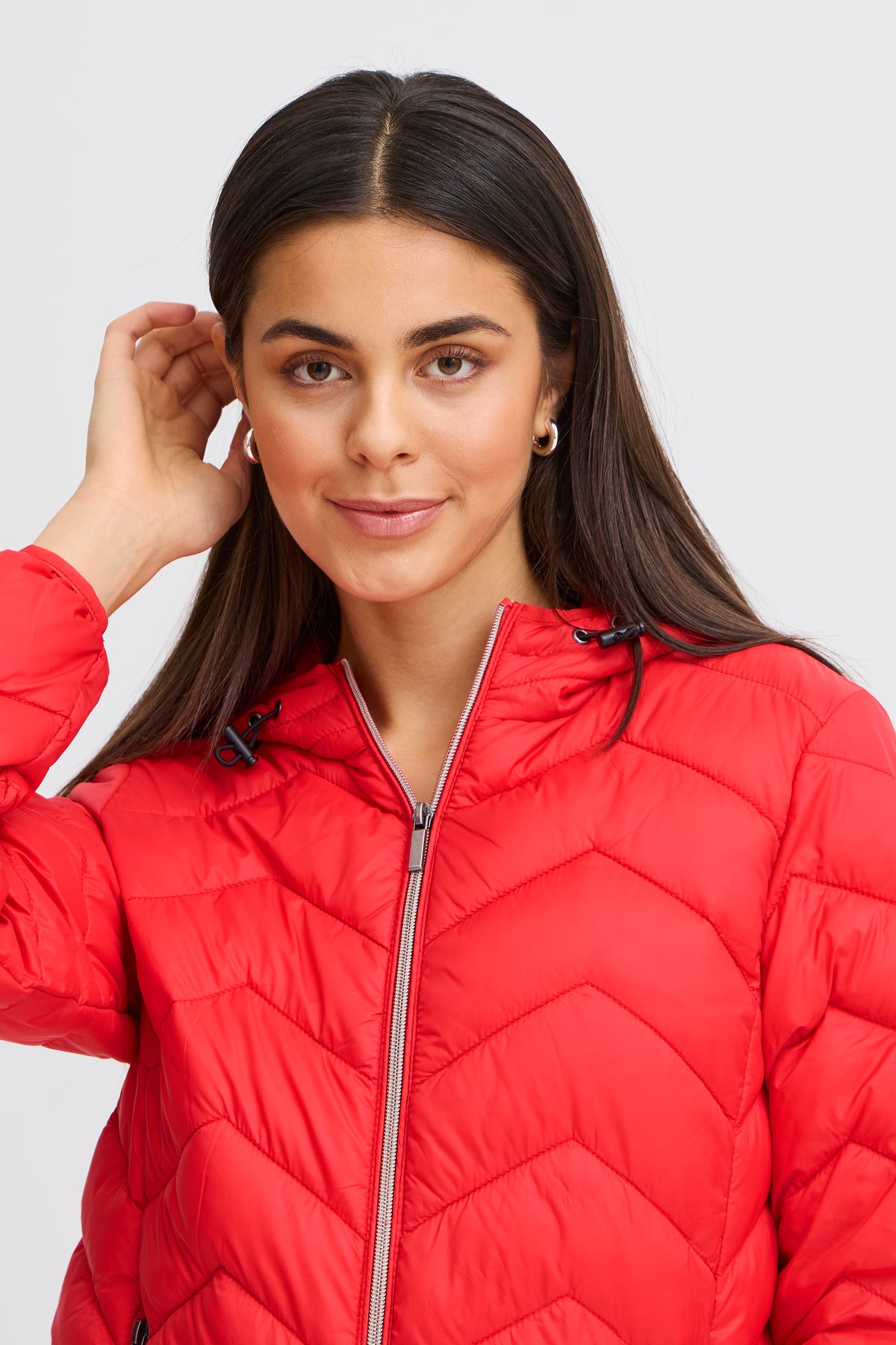 Fransa Frpadma Poinsettia Red Puffa Coat, 20609336