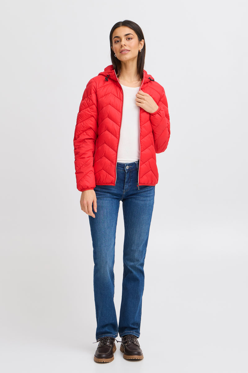 Fransa Frpadma Poinsettia Red Puffa Coat, 20609336