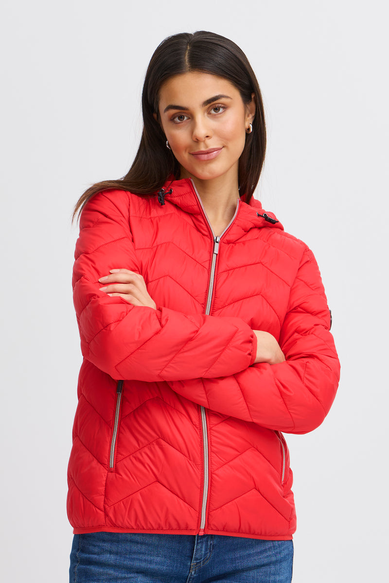 Fransa Frpadma Poinsettia Red Puffa Coat, 20609336