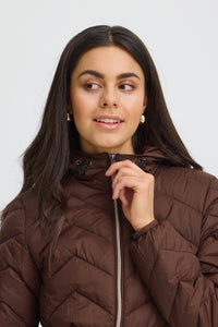Fransa FrBaPadding Chocolate Hot Fudge Puffa Coat with Hood, 20609336