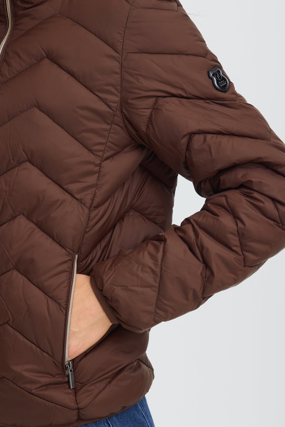 Fransa FrBaPadding Chocolate Hot Fudge Puffa Coat with Hood, 20609336
