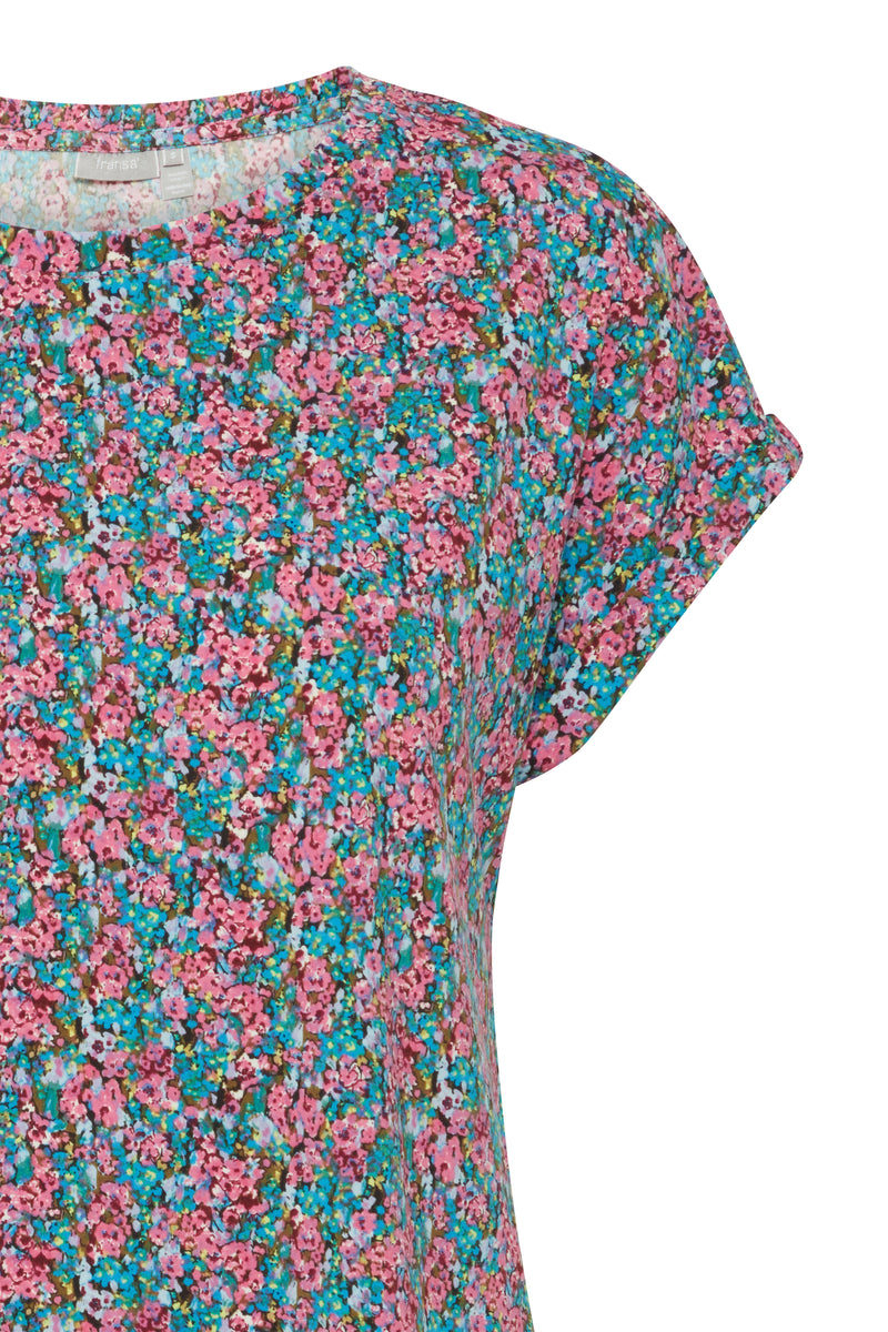 Fransa FrSeen Carmine Rose Floral Printed T-Shirt, 20610634