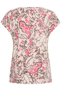 Fransa FrSeen Lotus Pink Floral Printed T-Shirt, 20610634