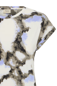 Fransa FrSeen Marble Hydrangea Blue Printed T-Shirt, 20610634