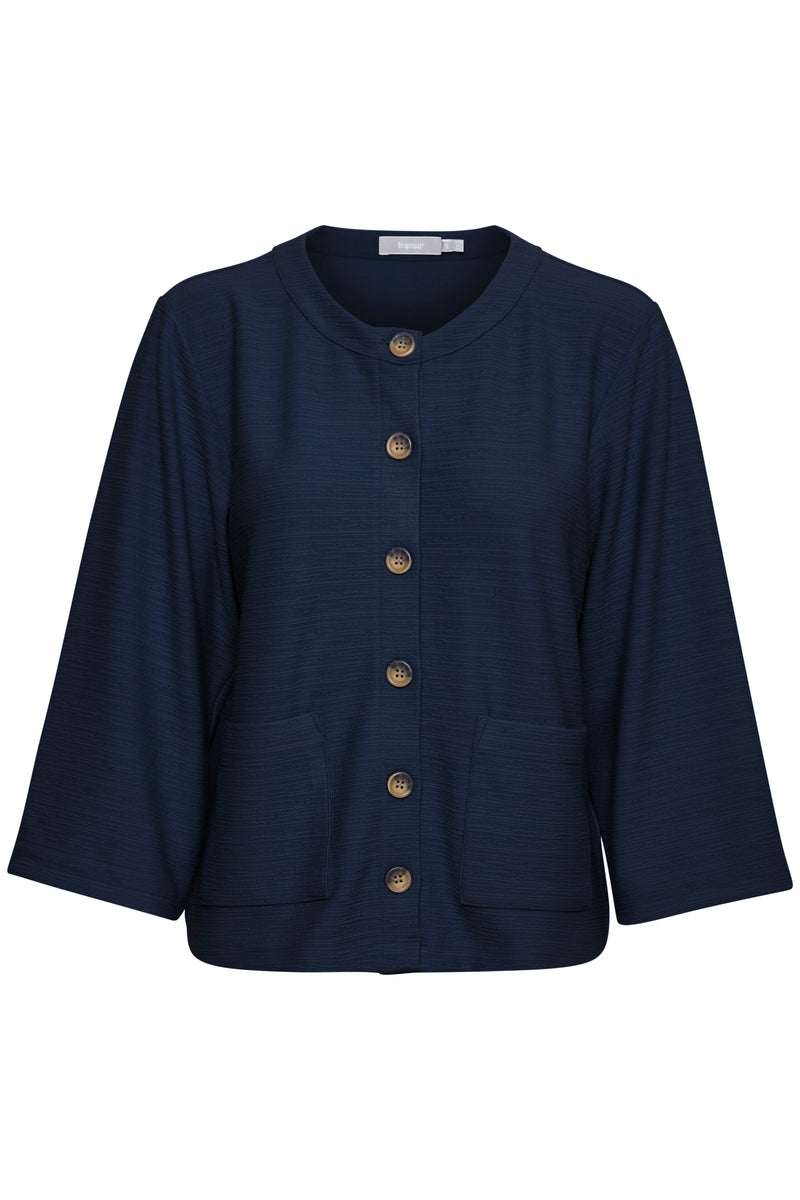 Fransa FrCarla Navy Blazer Relaxed Fit Cardigan Jacket, 20612085