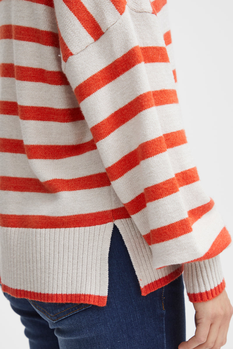 Fransa Frbitte Red Alert Striped Oversized Knit, 20612456
