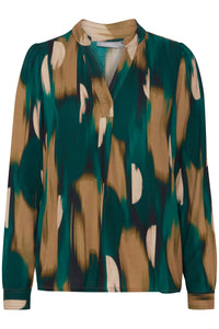Fransa Frdany Teal Green Abstract Printed Blouse, 20612992
