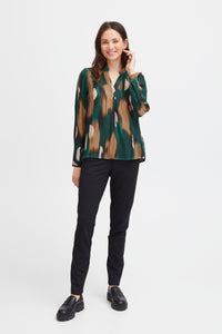 Fransa Frdany Teal Green Abstract Printed Blouse, 20612992
