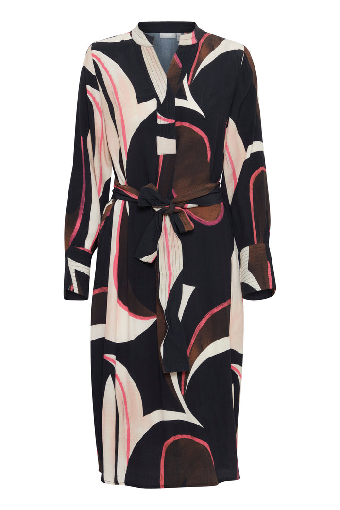 Fransa Frlena Navy Blazer/Pink Abstract Printed Midi Dress, 20613286