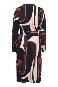 Fransa Frlena Navy Blazer/Pink Abstract Printed Midi Dress, 20613286