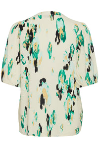 Fransa Frmerle Brook Green Abstract Printed V-Neck Blouse, 20613486