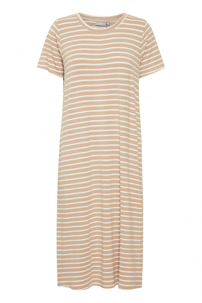 Fransa Ivy Oxford Tan Striped Jersey Midi Dress, 20614045