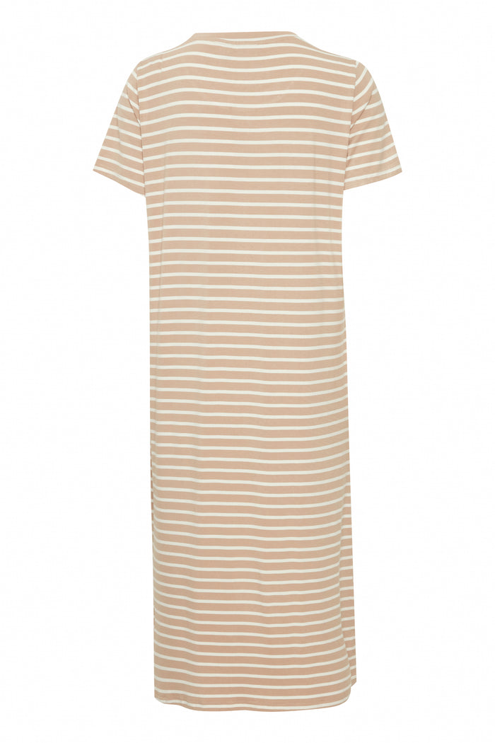 Fransa Ivy Oxford Tan Striped Jersey Midi Dress, 20614045