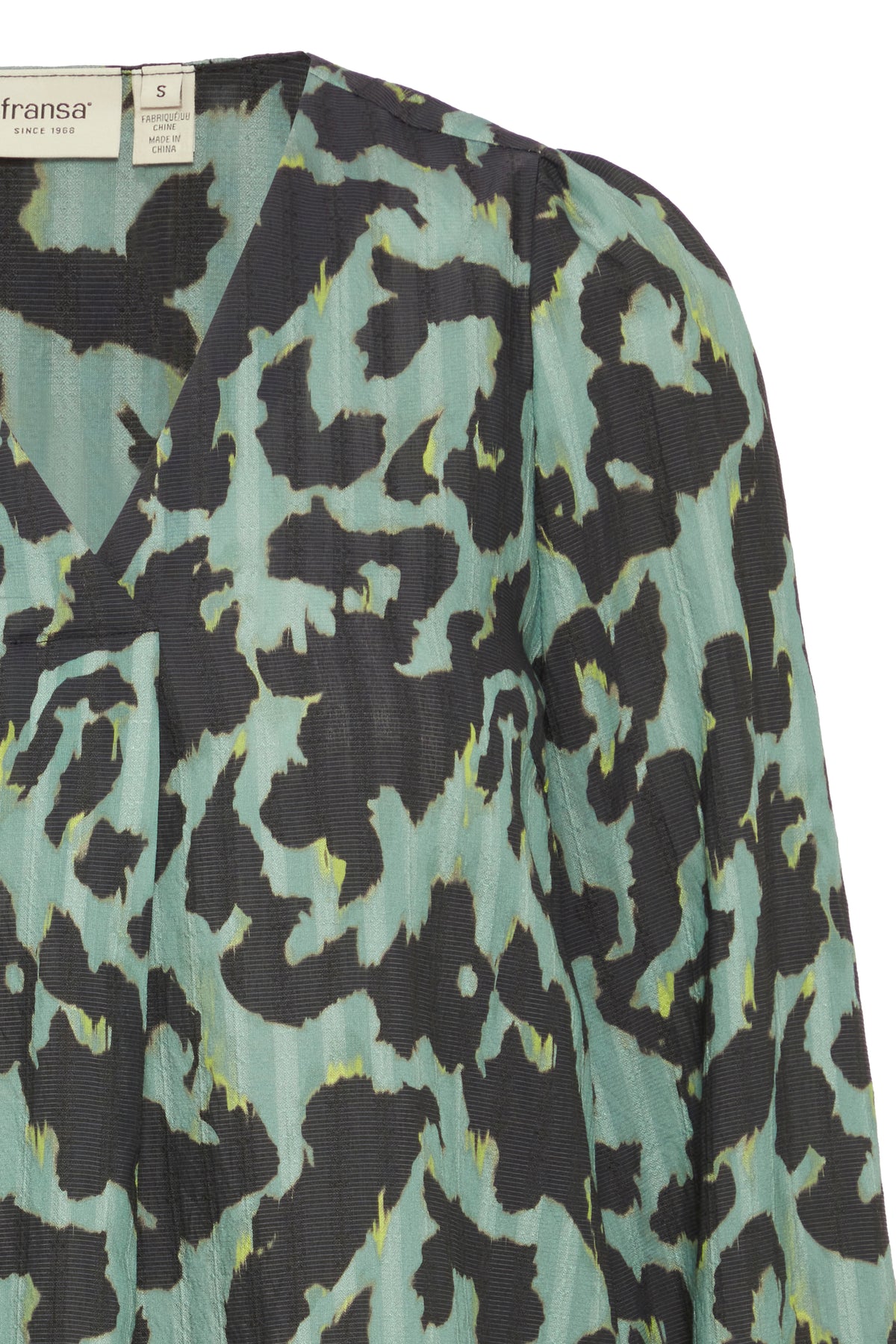 Fransa Frlelu Green Bay Leopard Print V-Neck Blouse, 20614115