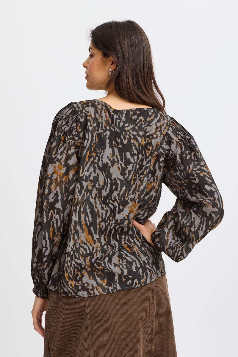 Fransa FrZeoni Phantom Grey Abstract Printed Blouse, 20614528