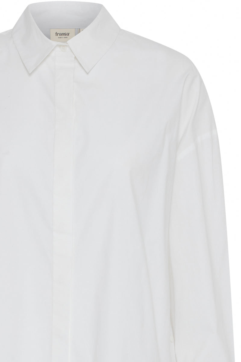 Fransa FrVuja Off White Oversized Layering Button Side Shirt, 20614547