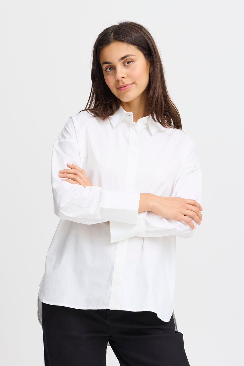 Fransa FrVuja Off White Oversized Layering Button Side Shirt, 20614547