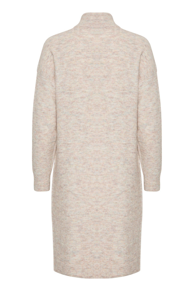 Fransa Frsanny Limestone Melange Knitted Half Zip Jumper Dress, 20614681