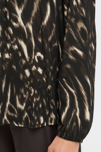 Fransa FrGlowy Black Abstract Printed V-Neck Blouse, 20614867