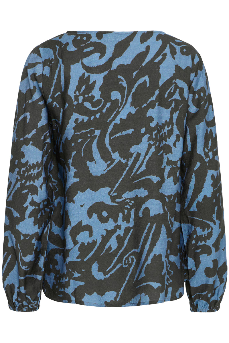 Fransa FrAriana Bluestone/Chocolate Abstract Printed Blouse, 20614991