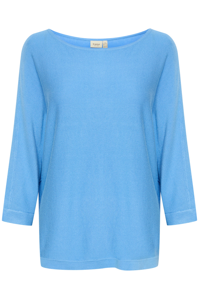 Fransa FrClia Azure Blue Oversized 3/4 Sleeve Knit