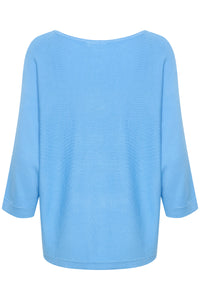 Fransa FrClia Azure Blue Oversized 3/4 Sleeve Knit