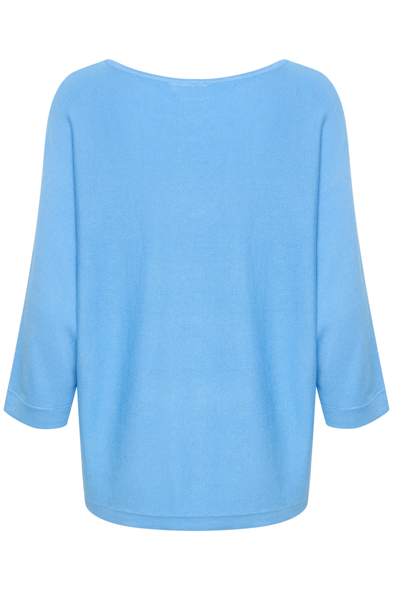 Fransa FrClia Azure Blue Oversized 3/4 Sleeve Knit