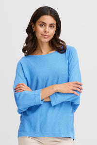 Fransa FrClia Azure Blue Oversized 3/4 Sleeve Knit