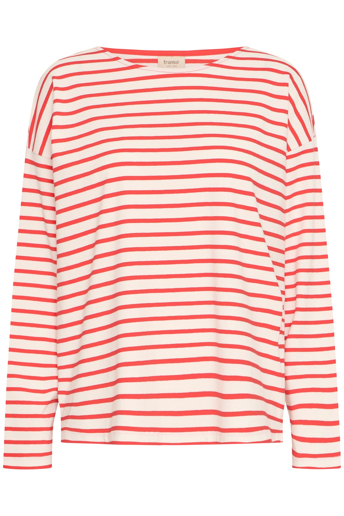 Fransa FrSiva Poinsettia Red Stripe Long Sleeve Top, 20615143