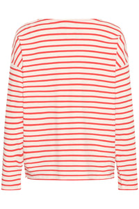 Fransa FrSiva Poinsettia Red Stripe Long Sleeve Top, 20615143