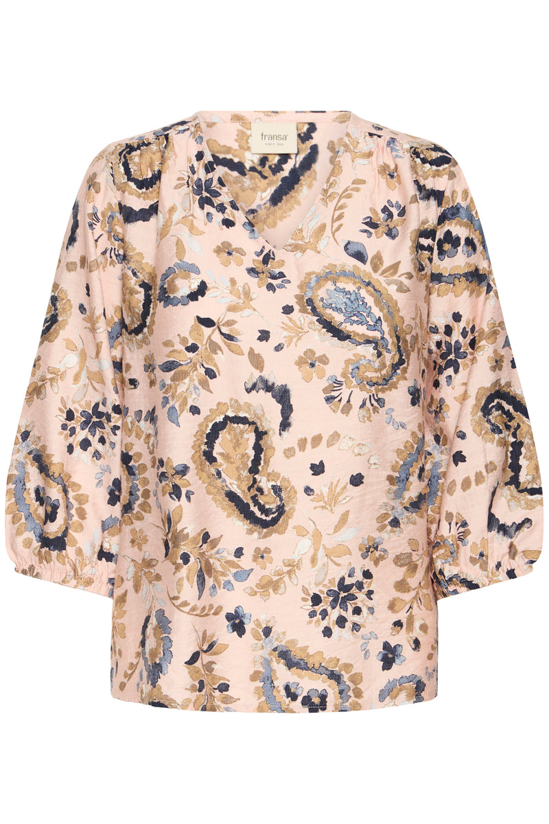 Fransa FrAriana Rose Smoke Floral V-Neck Blouse, 20615424