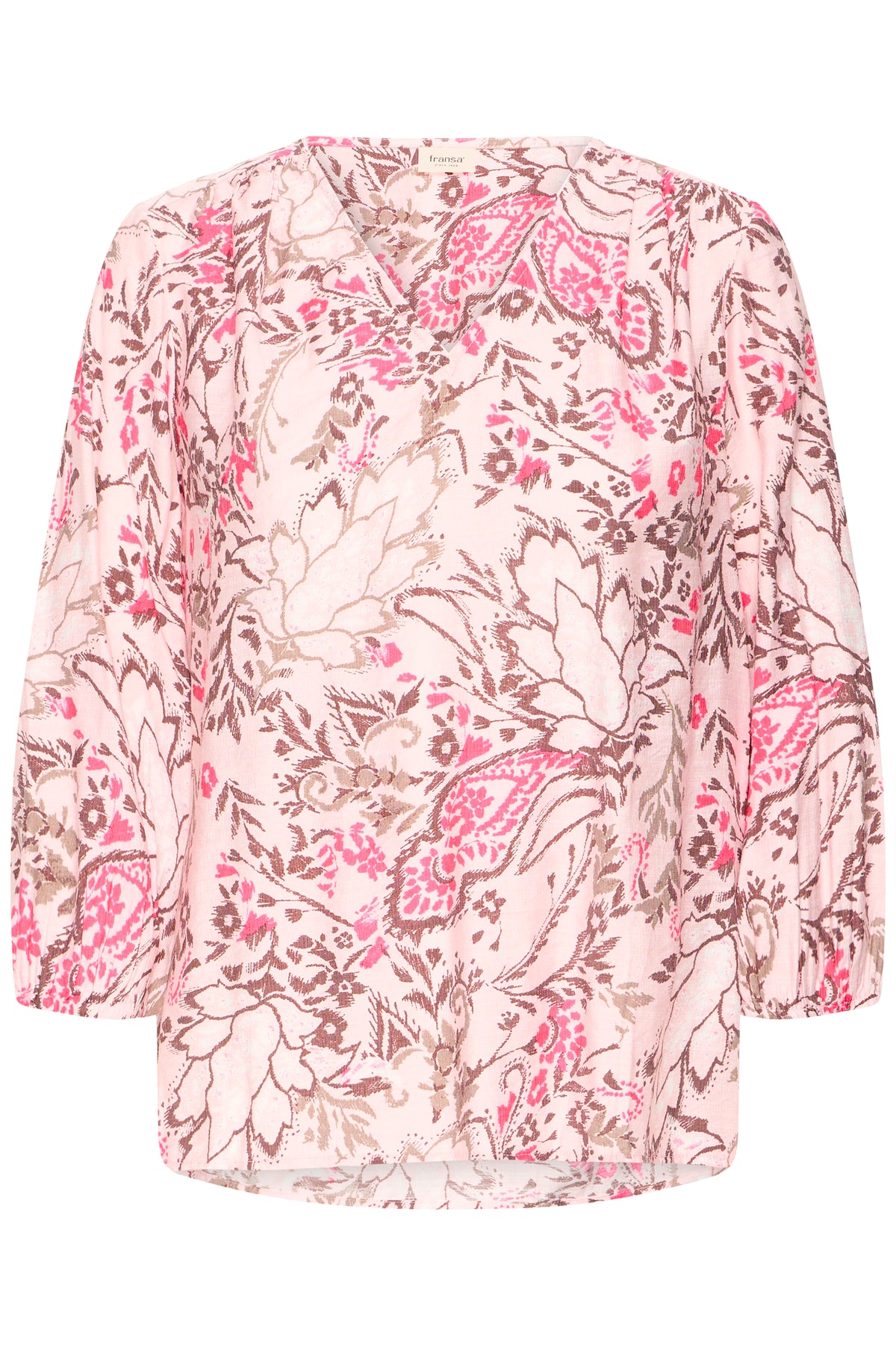 Fransa FrAriana Lotus Pink Floral Print V-Neck Blouse, 20615424