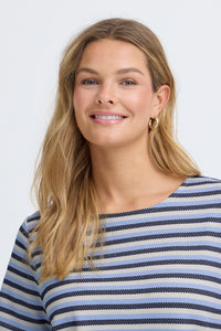 Fransa FrJosie Hydrangea Blue Stripe T-Shirt